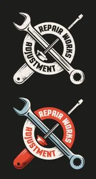 Repair workshop emblem template Stock Illustration