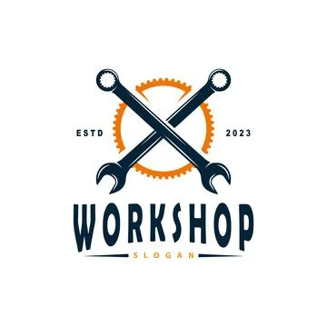 Repair Workshop Logo, Simple Key and Gear Design for a Simple Vehicle Repai.. Stock Illustration