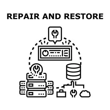 Repairing and restoring data infrastructure and system service Stock Illustration