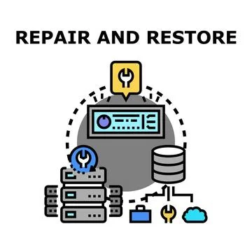 Repairing and restoring data infrastructure and system service Stock Illustration