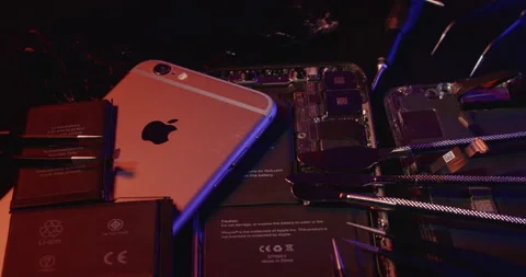 Repairing Apple iPhone, replacing Smartphone battery and damaged display Stock Footage 237410147