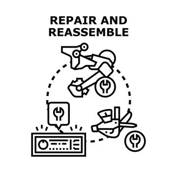 Repairing assembling and maintaining mechanical components service process Stock Illustration