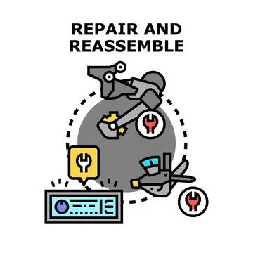 Repairing assembling and maintaining mechanical components service process Stock Illustration