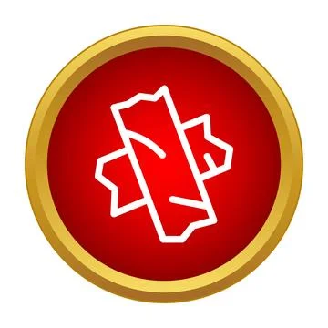 Repairing broken object using crossing adhesive tape icon Stock Illustration