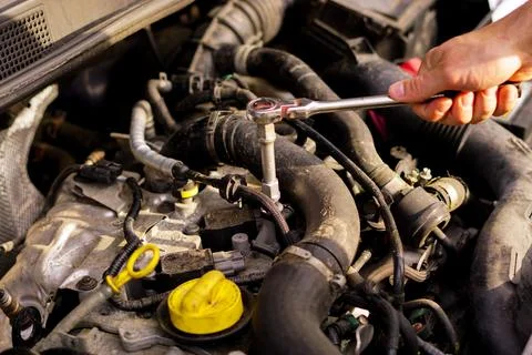 Repairing the car engine Stock Photos