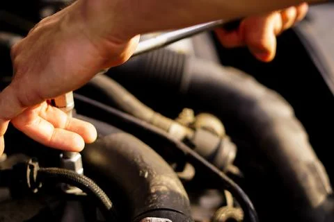 Repairing the car engine Stock Photos