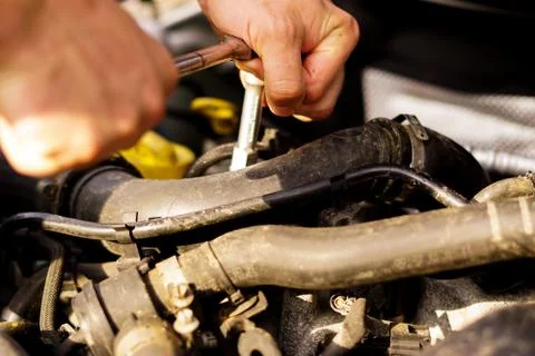 Repairing the car engine Stock Photos