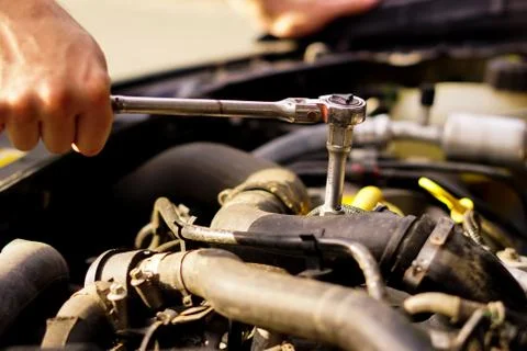 Repairing the car engine Stock Photos