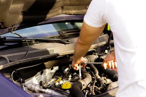 Repairing the car engine Stock Photos