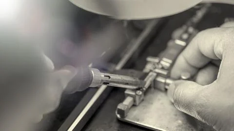 Repairing computer connector in electronics lab with precision tools close .. 写真素材