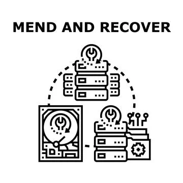 Repairing data disk hardware and information recovery service Illustrazione stock