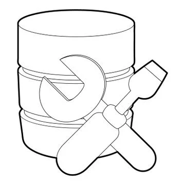 Repairing database icon, outline style イラスト素材