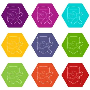 Repairing database icons set 9 vector Stock Illustration