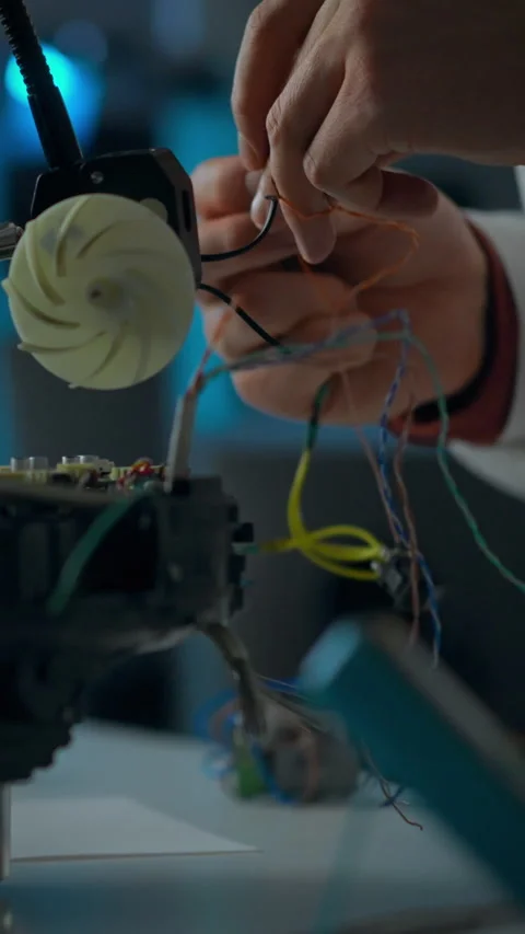 Repairing electronic device in technology workshop during hands-on learning Stock Footage 331724309