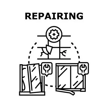 Repairing home damage elements fixing service concept Stock Illustration