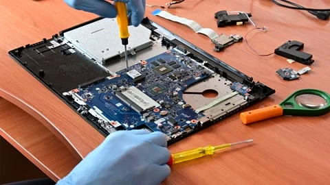 Repairing laptop in workshop Stock Footage 181501014