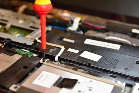 Repairing notebook computer Stockfoto's