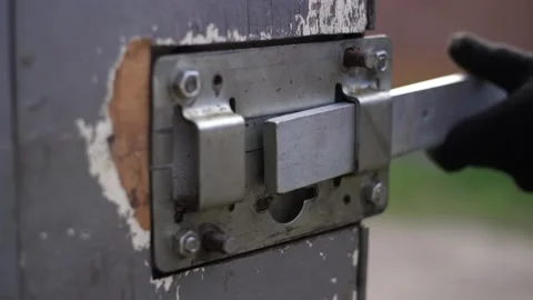 Old padlock on the pantry door., Stock Video