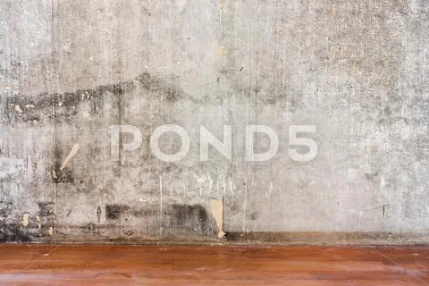 Repairing room old concrete wall and dirty brown floor Stock Photos