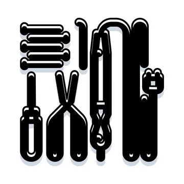 Repairing tools set with screwdriver pliers spanner and bolts Stock Illustration