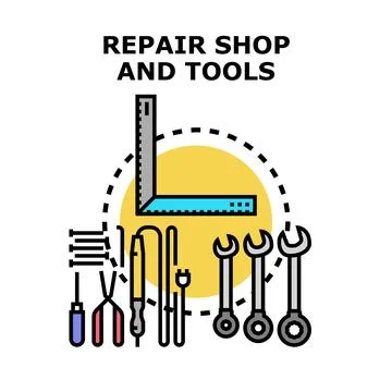 Repairing work instruments and equipment for service shop Stock Illustration