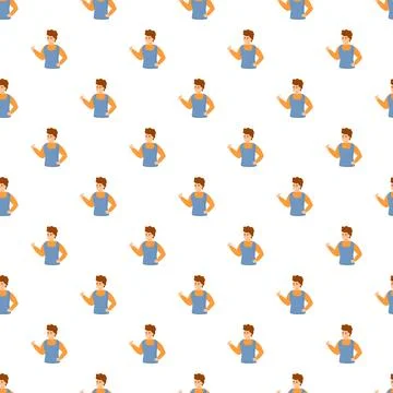 Repairman cartoon characters in seamless pattern design Illustrazione stock