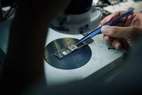Repairman checking random access memory Stock Photos