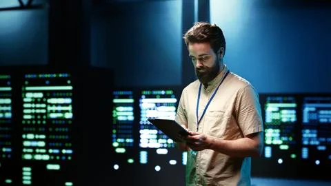 Repairman doing annual system servicing Stock Photos