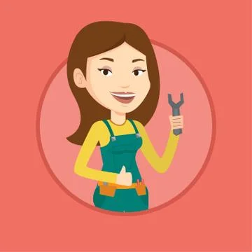 Repairman holding spanner vector illustration Stock Illustration
