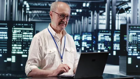Repairman optimizing data center Stock Footage 248647730