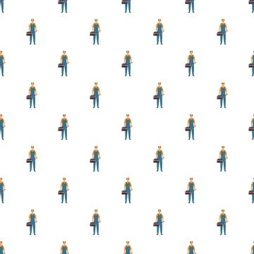 Repairman pattern holding toolbox on white background 스톡 일러스트