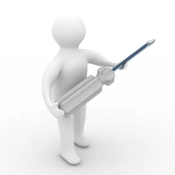 Repairman with the tool on a white background. 3D image Stock Illustration
