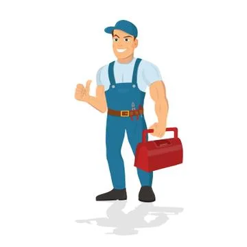 Repairman with the tools. Technical service. Stock Illustration