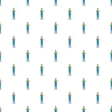 Repairman worker icon pattern for service background Stock Illustration