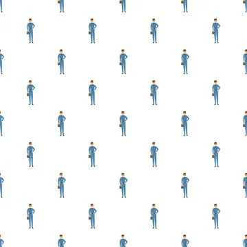 Repairman worker pattern in blue uniform holding briefcase Stock Illustration