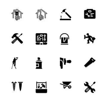 Repairs maintenance do it yourself filled and outline icon set 10 EPS vector Stock Illustration