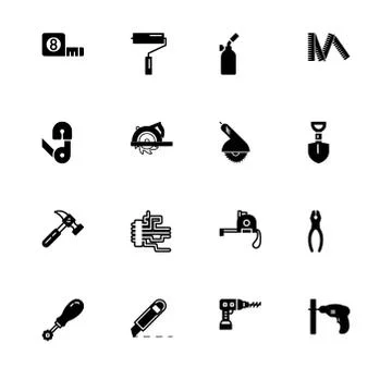 Repairs maintenance do it yourself filled and outline icon set 10 EPS vector  Stock Illustration