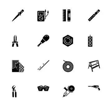 Repairs maintenance do it yourself filled and outline icon set 10 EPS vector  Stock Illustration