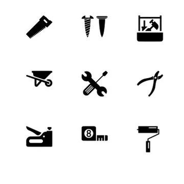 Repairs maintenance do it yourself filled and outline icon set 10 EPS vector  Stock Illustration