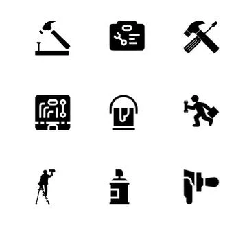 Repairs maintenance do it yourself filled and outline icon set 10 EPS vector  Stock Illustration