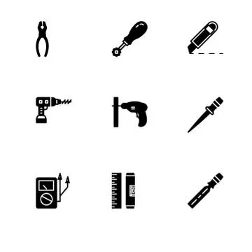 Repairs maintenance do it yourself filled and outline icon set 10 EPS vector  Stock Illustration