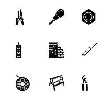 Repairs maintenance do it yourself filled and outline icon set 10 EPS vector  Stock Illustration