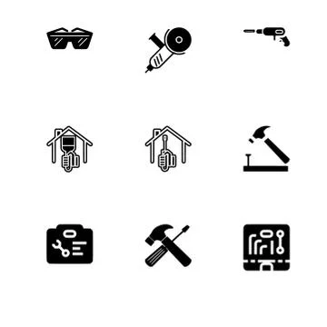 Repairs maintenance do it yourself filled and outline icon set 10 EPS vector  Stock Illustration