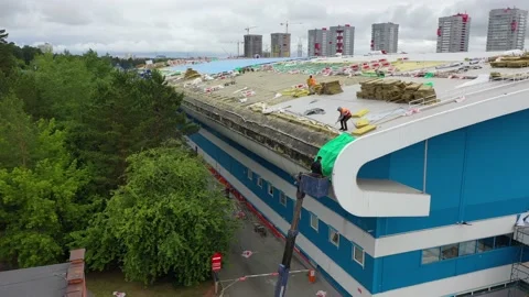 Repairs to the roofing, the work of installers Stock Footage 133024228