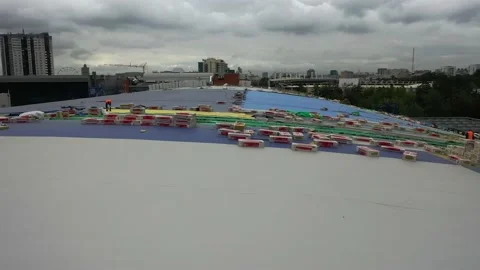 Repairs to the roofing, the work of installers Stock Footage 133024568