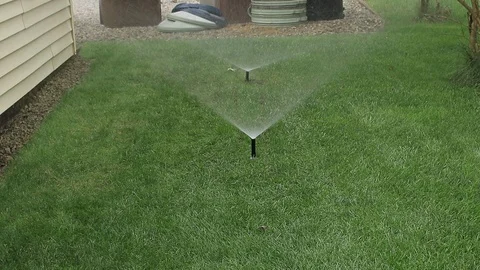 Reparing Damaged Underground Irrigation System In Lawn Video stock 115738097