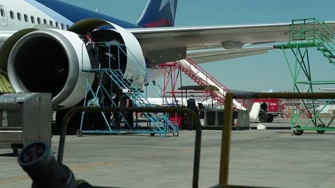 Reparing plane engine Stock Footage 77048540