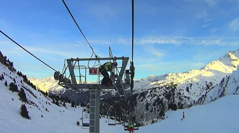 Reparing the skilift Stock Footage 33889842