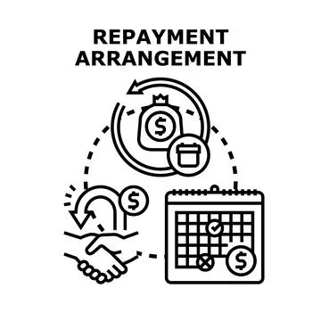 Repayment arrangement concept vector illustration with calendar and handshake Stock Illustration