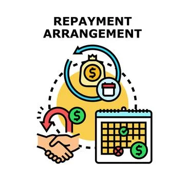 Repayment arrangement concept vector illustration with calendar and handshake Stock Illustration